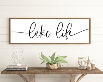 lake house decor, lake life sign, lake house wall decor, wood framed sign, lake house art, lake house signs, sign for summer home