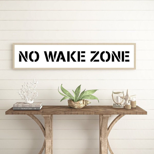 no wake zone sign, lake house wall decor, lake sign, beach house decor, sign for summer home, nautical decor, wood framed sign, bedroom sign