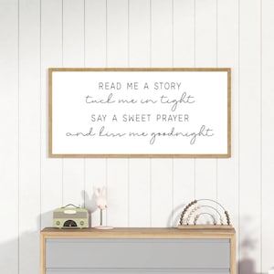 read me a story tuck me in tight sign, boho nursery decor, kids room wall decor, baby room decor, wood signs, above crib sign