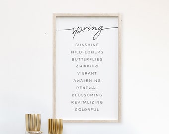Spring sign, spring decor, spring definition sign, wood framed sign, farmhouse decor, home wall decor for spring