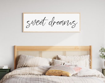 Master Bedroom Sign | Sweet Dreams Wood Sign | Bedroom Wall Decor | Sign For Bedroom | Wood Framed Sign | Sign Above Bed | Bedroom Wall Art