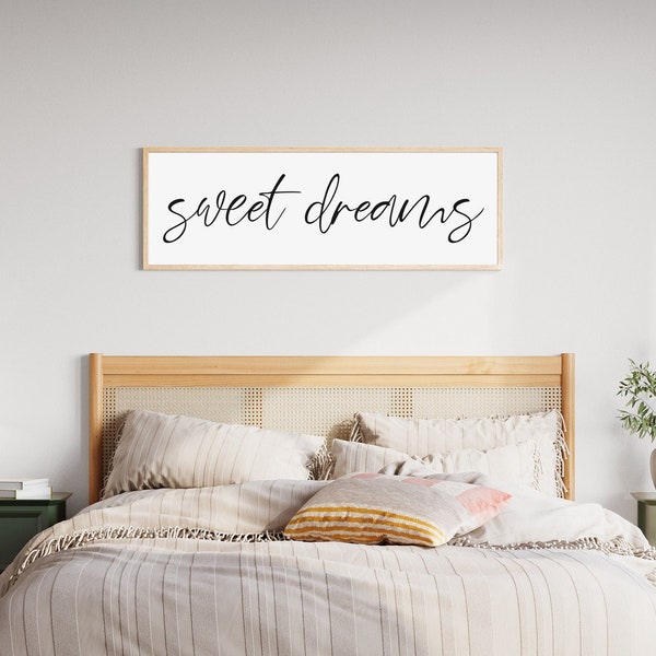 Master Bedroom Sign | Sweet Dreams Wood Sign | Bedroom Wall Decor | Sign For Bedroom | Wood Framed Sign | Sign Above Bed | Bedroom Wall Art