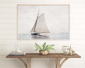 Framed Sailboat Art Print: Winslow Homer Nautical Painting