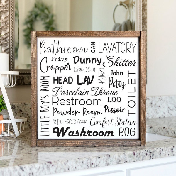 Bathroom Wall Words Etsy