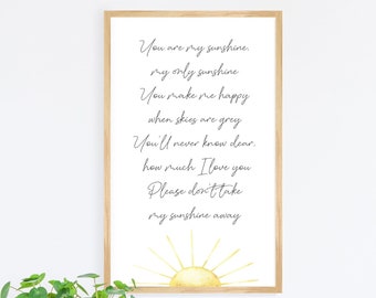 You are my sunshine sign, boho nursery wall decor, wood framed signs, kids room wall decor, baby girl boy nursery decor, wall art for kids