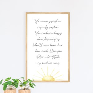 You are my sunshine sign, boho nursery wall decor, wood framed signs, kids room wall decor, baby girl boy nursery decor, wall art for kids