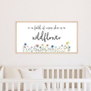 In A Field of Roses SHE IS A WILDFLOWER Sign  Little Girl's Room Wall –  Simple Home & Family
