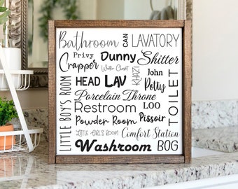 Bathroom wall decor, bathroom signs, bathroom wall art, definition of bathroom, slang words for the bathroom, meaning of bathroom