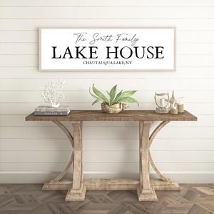 Personalized Lake House Sign: Custom Family Name, Rustic Wood Framed Wall Art