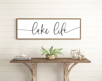 lake house decor, lake life sign, lake house wall decor, wood framed sign, lake house art, lake house signs, sign for summer home