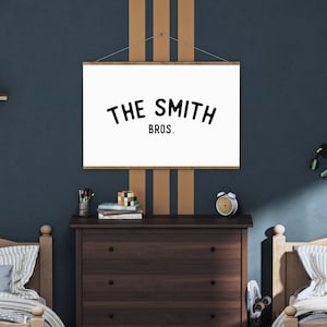 Custom Brothers Last Name Sign, Baby Name Sign for Twins, Kids Room Decor, Wall Art Canvas, Playroom Decor, Big Brother Gift