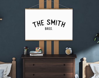 Custom Brothers Last Name Sign, Baby Name Sign for Twins, Kids Room Decor, Wall Art Canvas, Playroom Decor, Big Brother Gift