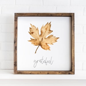 fall grateful sign, wooden fall signs, fall decor with leaves, fall wall decor, fall accent sign, farmhouse wall decor, fall signs for home