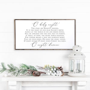 O Holy Night sign-Christmas signs-wood framed signs-Christian wall art-Christmas decor-nativity sign-farmhouse wall decor-above mantle sign