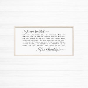 Girls Bedroom Wall Decor, She Was Beautiful Sign, F. Scott Fitzgerald Quote, Girls Room Sign, Sign For Girls Room, Framed Wood Sign