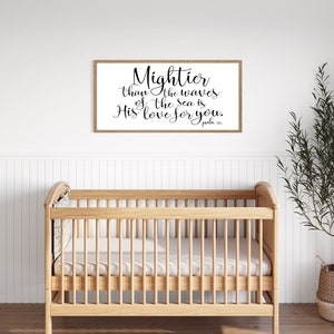 mightier than the waves sign | nursery sign | baby shower gift | wood sign for above crib | psalm 93 4 | christian wall decor | kids bedroom