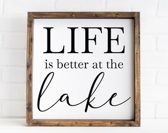 life is better at the lake sign, lake decor, summer decor, decor for summer home, lake sign, wood framed sign, lake house decor, cabin decor