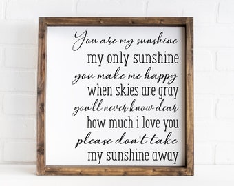 Nursery Wall Decor | You Are My Sunshine | My Only Sunshine | Wood Framed Sign | Nursery Decor | Baby Shower Gift | Nursery Sign | Wall Art
