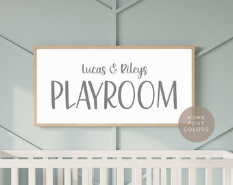 Custom Playroom Sign with Names, Personalized Kids Room Decor