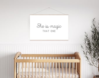 Preppy Girls Room Decor, Nursery Wall Art, Kids Bedroom Wall Art, Canvas Wall Hanging, She Is Magic That One