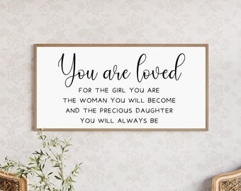 You Are Loved Wood Sign: Girl's Room Wall Decor, Nursery Art