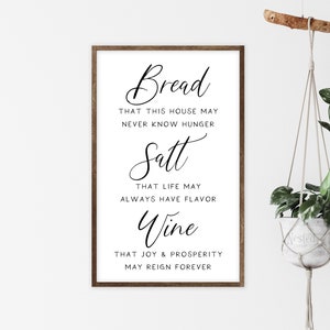 bread salt wine sign, it's a wonderful life quote, home decor, farmhouse wall decor, wood frames signs, inspirational sign, wall art