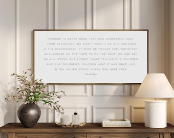 Freedom Is Never More Than One Generation Away | Patriotic Wooden Sign | American Wall Decor