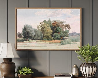 Framed Watercolor Landscape Print: Scenic Wood Wall Art