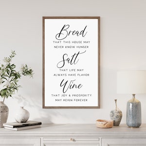 bread salt wine sign, it's a wonderful life quote, home decor, farmhouse wall decor, wood frames signs, inspirational sign, wall art
