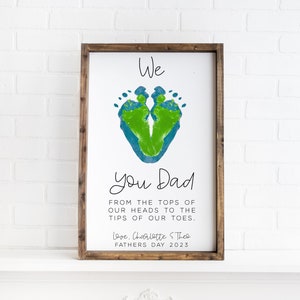 DIY footprint sign, Personalized gift from kids, DIY handprint art, Custom fathers day gift from kids, Kids DIY sign, footprint art