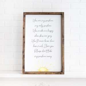 You are my sunshine sign, boho nursery wall decor, wood framed signs, kids room wall decor, baby girl boy nursery decor, wall art for kids