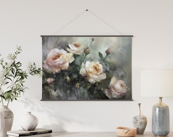 Vintage Rose Leinwand Wandbehang: Blumen Kunst Druck