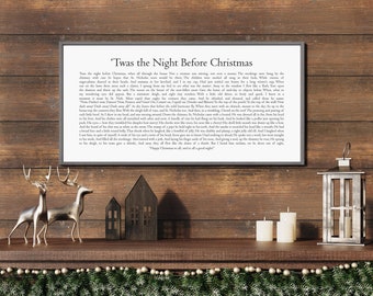 Twas The Night Before Christmas Sign, Wooden Christmas Sign, Holiday Wall Decor, Christmas Book Page Poem, Framed Wood Signs
