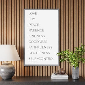 Fruit of the spirit sign, Galatians 5:22-23 bible verse, wood framed sign, living room wall art, sign for home