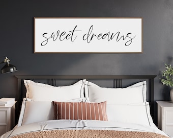 Master Bedroom Sign | Sweet Dreams Wood Sign | Bedroom Wall Decor | Sign For Bedroom | Wood Framed Sign | Sign Above Bed | Bedroom Wall Art