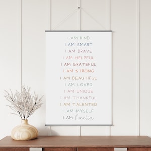 Personalized Affirmations Canvas Wall Hanging: Kids Room Decor