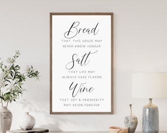 bread salt wine sign, it's a wonderful life quote, home decor, farmhouse wall decor, wood frames signs, inspirational sign, wall art