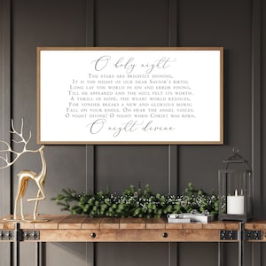 O Holy Night sign-Christmas signs-wood framed signs-Christian wall art-Christmas decor-nativity sign-farmhouse wall decor-above mantle sign