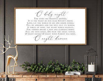 O Holy Night sign-Christmas signs-wood framed signs-Christian wall art-Christmas decor-nativity sign-farmhouse wall decor-above mantle sign