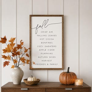 Letreros de madera de otoño, decoración de otoño, arte de pared de otoño, letrero familiar de otoño, decoración de pared estilo casa de campo, decoración de otoño, letreros con marco de madera, decoración del hogar de otoño