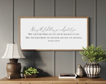 Scripture Sign-May The Lord Bless You-Numbers 6:24-26-Wood Framed Sign-Bible Verse Wall Art-Farmhouse Wall Decor