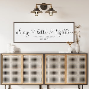 Personalized Sign-Wedding Gift For Couple-Custom Name Sign-Bedroom Wall Decor Over The Bed-Marriage Signs-Always Better Together Sign