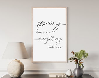 Spring Wall Decor: Framed Wood Sign, Farmhouse Style