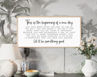 inspirational signs, This is beginning of a new day sign, office wall decor, wood signs, home decor, office signs, motivational wall decor