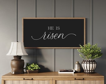 He Is Risen Sign | Easter Decor | Spring Decor | Wood Signs | Christian Wall Decor | Easter Wall Decor | He Is Risen Wood Framed Sign