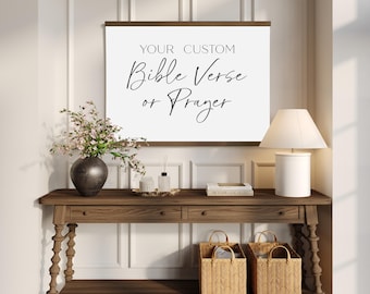 Custom Bible Verse Wall Art, Custom Scripture Sign, Hanging Tapestry with Wood Frame, Personalized Bible Verse