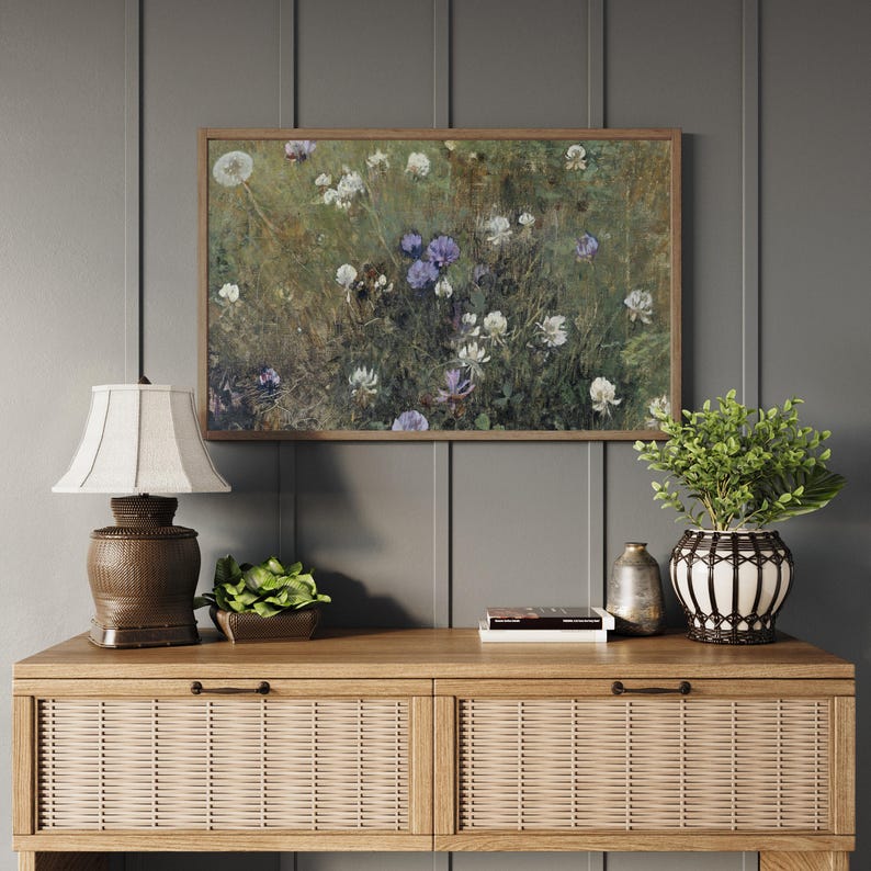 Wildflower botanical landscape wall decor for living room