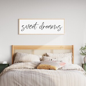 Master Bedroom Sign, Over the Bed Wall Decor, Sweet Dreams Sign, Above Bed Decor Sign For Bedroom, Wood Framed Sign