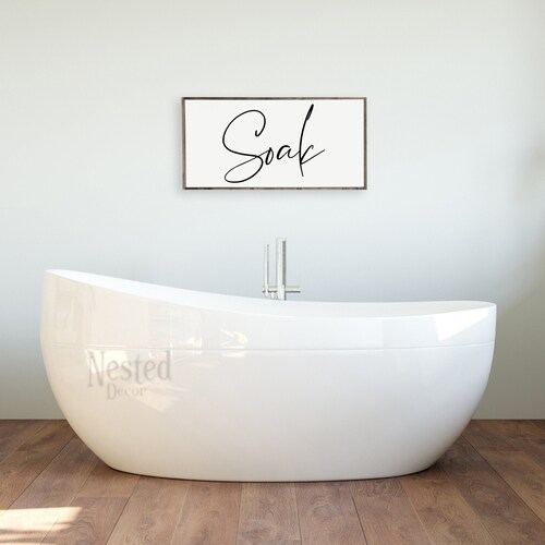 Bathroom Wall Decorbathroom Signssoak Signwooden Etsy