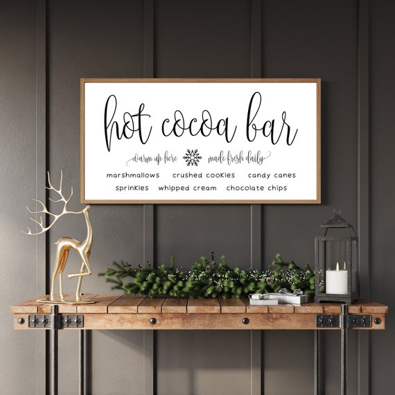 Hot Cocoa Sign-Coffee Bar Signs-Christmas Decor-Winter Decor-Hot Cocoa Decor-Kitchen Signs-Hot Chocolate Signs-Hot Cocoa Station-Wall Decor